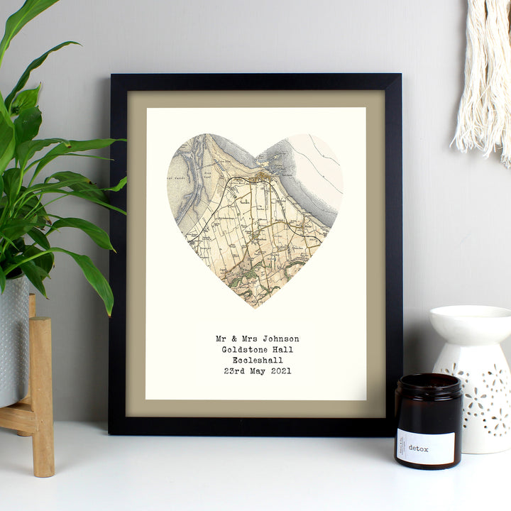 Buy Personalised 1896 - 1904 Revised Map Heart Black Framed Print available now at www.giftsfinder.co.uk