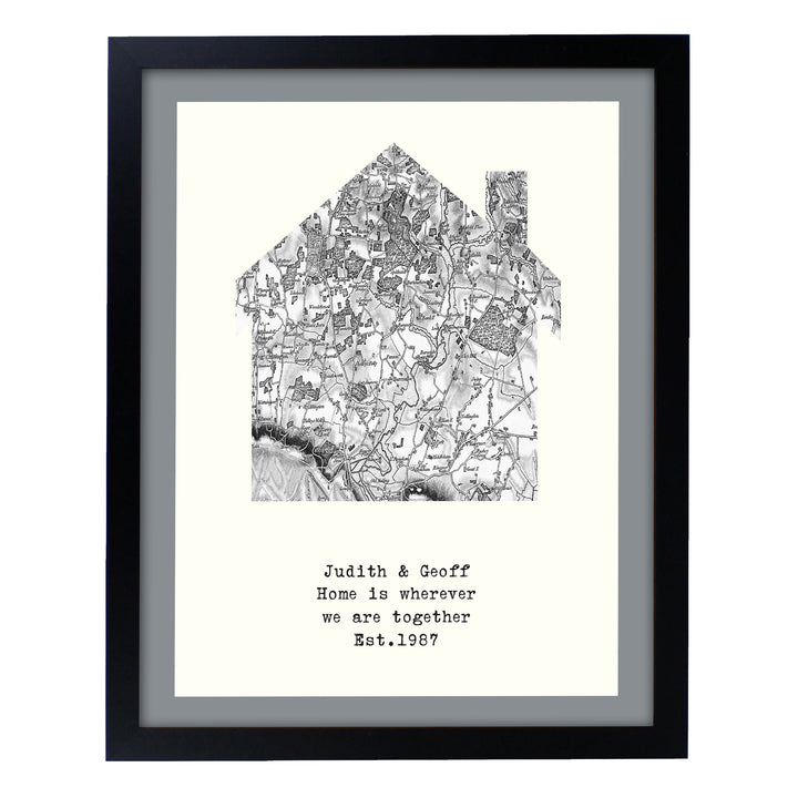 Personalised 1805 - 1874 Old Series Map Home Black Framed Print - part of the Gifts Finder Personalised Framed Prints collection