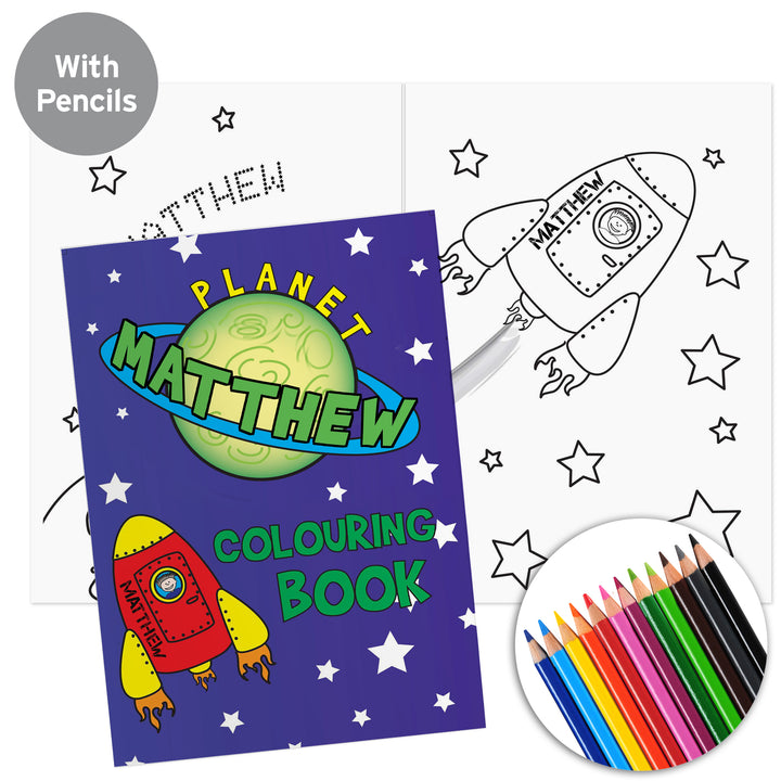 Personalised Space Colouring Book with Pencil Crayons in gift category Personalised Childrens Books