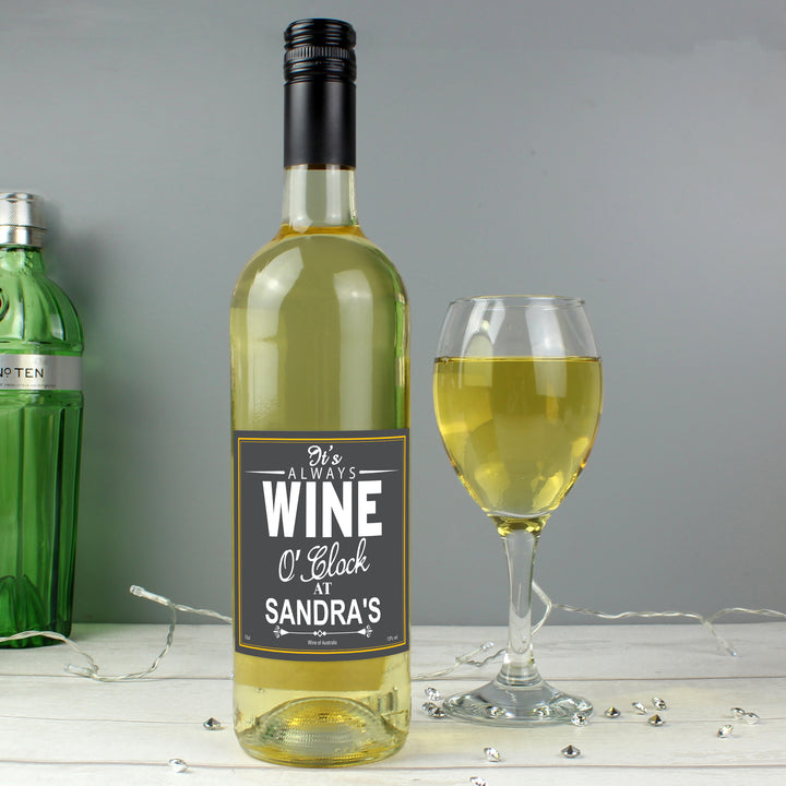 Personalised Wine O'Clock White Wine in gift category Personalised White Wine & White Wine Gift Sets