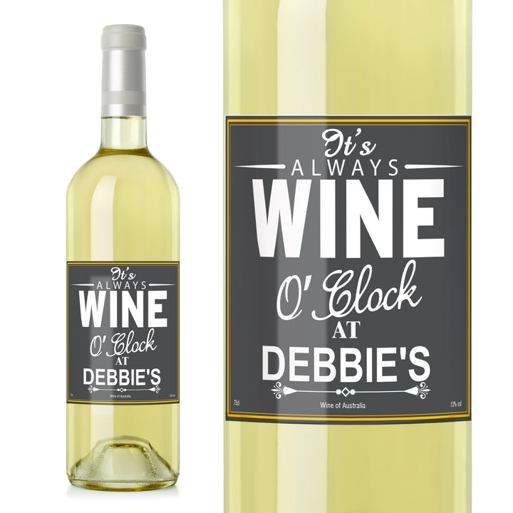 Personalised Wine O'Clock White Wine in gift category Personalised White Wine & White Wine Gift Sets