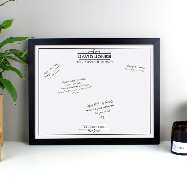 Buy Personalised Occasion Black Signing Framed Print at www.giftsfinder.co.uk