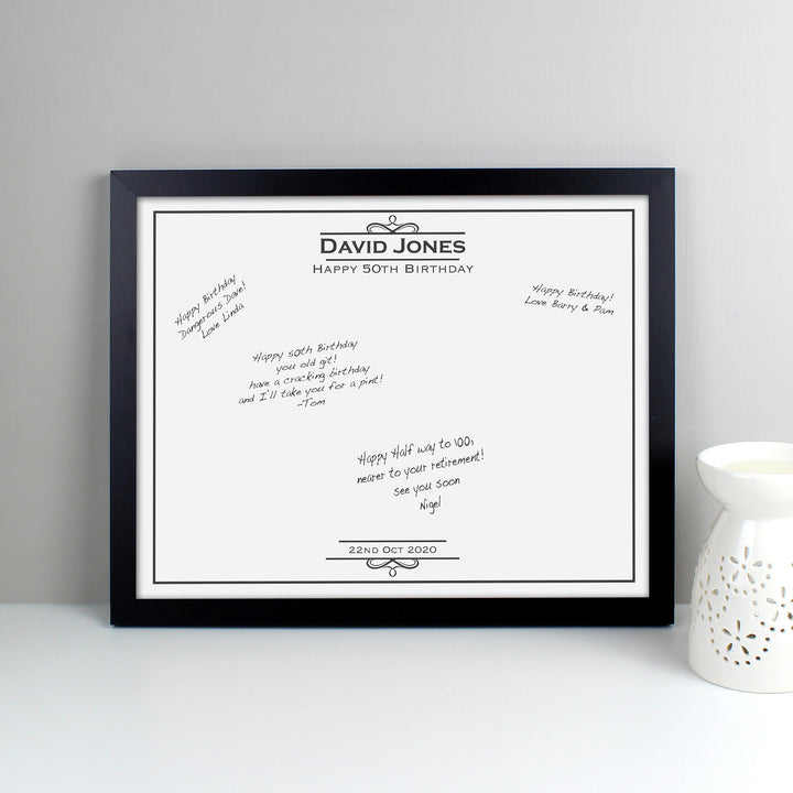 Buy Personalised Occasion Black Signing Framed Print at www.giftsfinder.co.uk