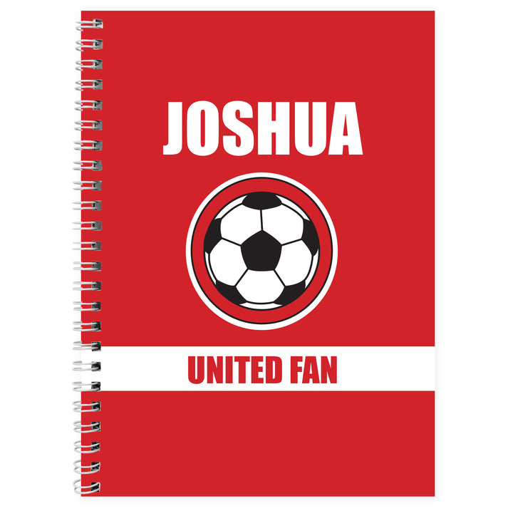 Personalised Red Football Fan A5 Notebook - part of the Gifts Finder Personalised Notebooks collection