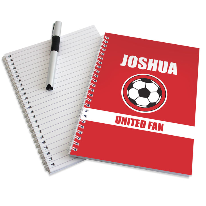 Personalised Red Football Fan A5 Notebook - part of the Gifts Finder Personalised Notebooks collection