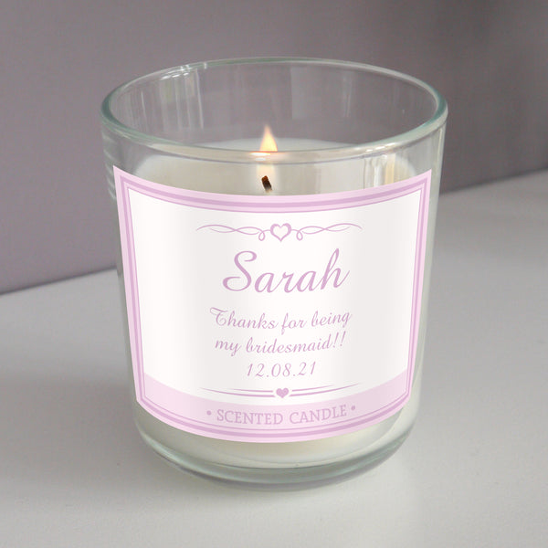 Buy Personalised Pink Elegant Scented Jar Candle at www.giftsfinder.co.uk