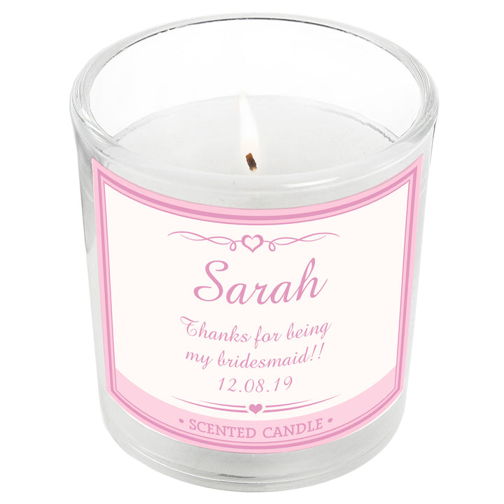 Buy Personalised Pink Elegant Scented Jar Candle at www.giftsfinder.co.uk