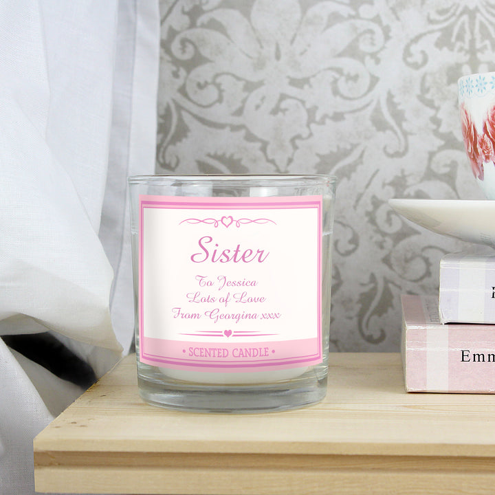 Buy Personalised Pink Elegant Scented Jar Candle at www.giftsfinder.co.uk