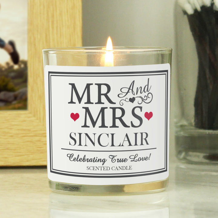 Buy Personalised Mr & Mrs Scented Jar Candle at www.giftsfinder.co.uk