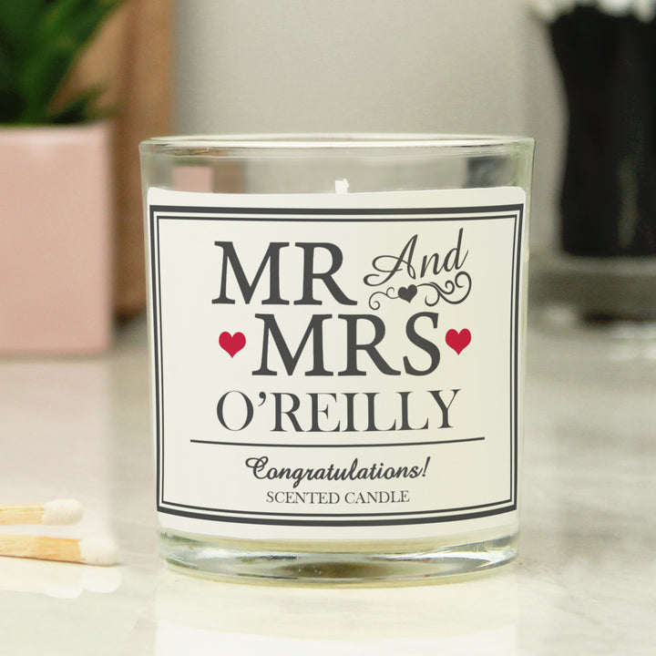 Buy Personalised Mr & Mrs Scented Jar Candle at www.giftsfinder.co.uk