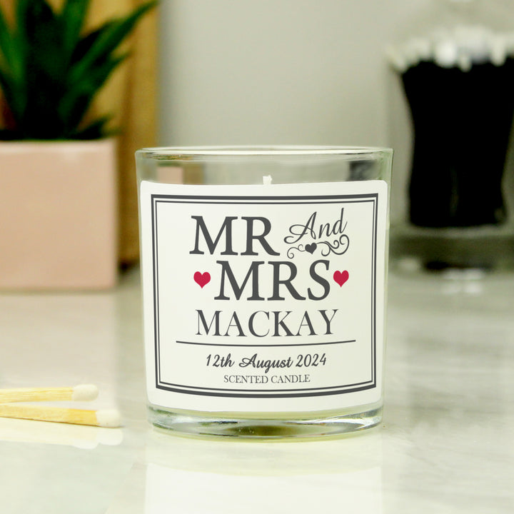 Buy Personalised Mr & Mrs Scented Jar Candle at www.giftsfinder.co.uk