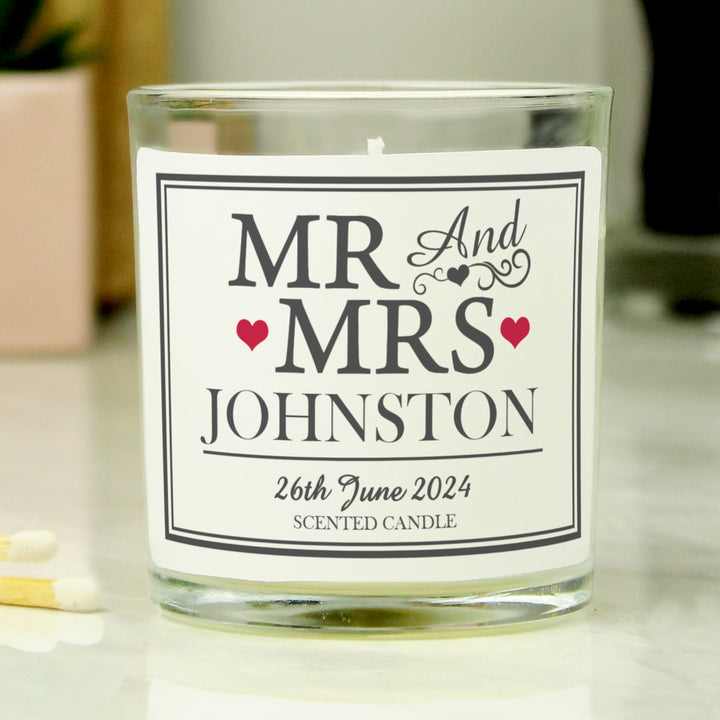 Buy Personalised Mr & Mrs Scented Jar Candle at www.giftsfinder.co.uk