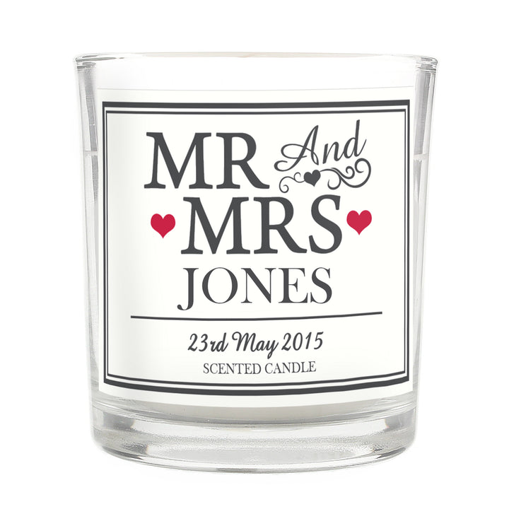 Buy Personalised Mr & Mrs Scented Jar Candle at www.giftsfinder.co.uk