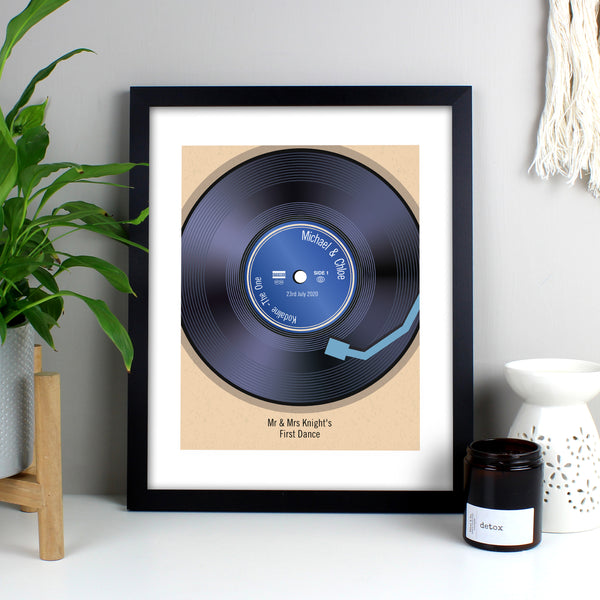 Personalised Retro Vinyl Black Framed Print in gift category Personalised Framed Prints