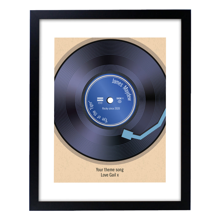 Personalised Retro Vinyl Black Framed Print in gift category Personalised Framed Prints