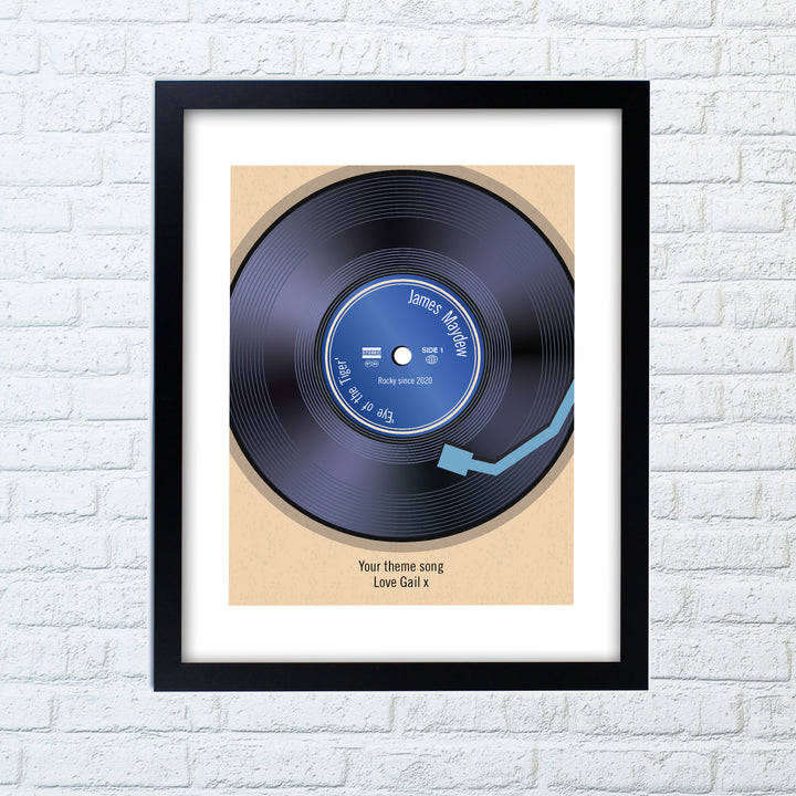 Personalised Retro Vinyl Black Framed Print in gift category Personalised Framed Prints