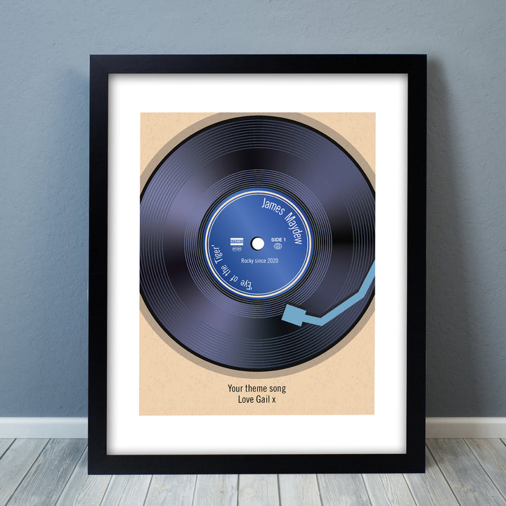 Personalised Retro Vinyl Black Framed Print in gift category Personalised Framed Prints