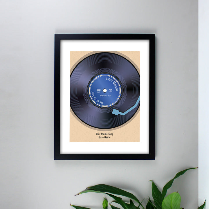 Personalised Retro Vinyl Black Framed Print in gift category Personalised Framed Prints