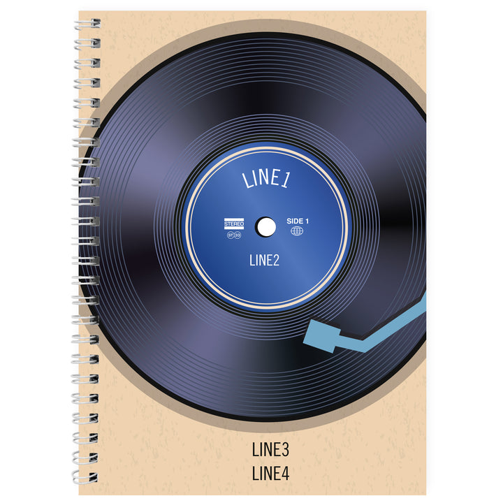 Personalised Retro Vinyl A5 Notebook in gift category Personalised Notebooks