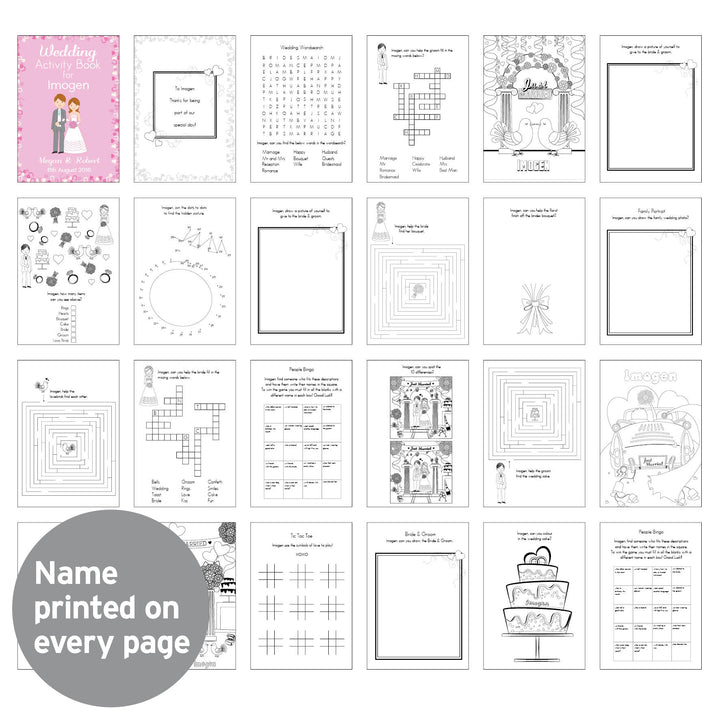 Buy Personalised Wedding Activity Book for Girls at www.giftsfinder.co.uk