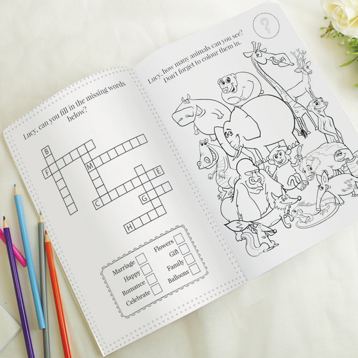 Buy Personalised Wedding Activity Book for Girls at www.giftsfinder.co.uk