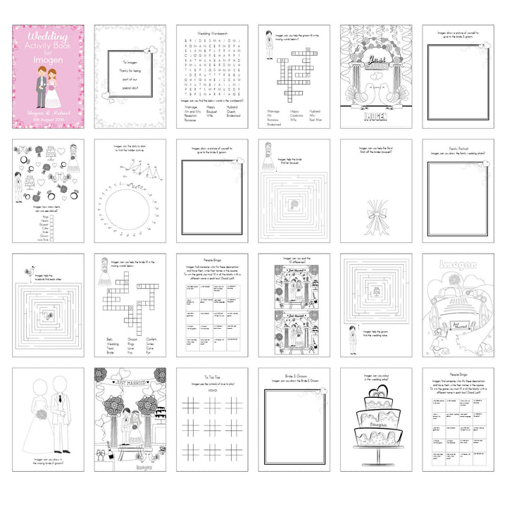 Buy Personalised Wedding Activity Book for Girls at www.giftsfinder.co.uk