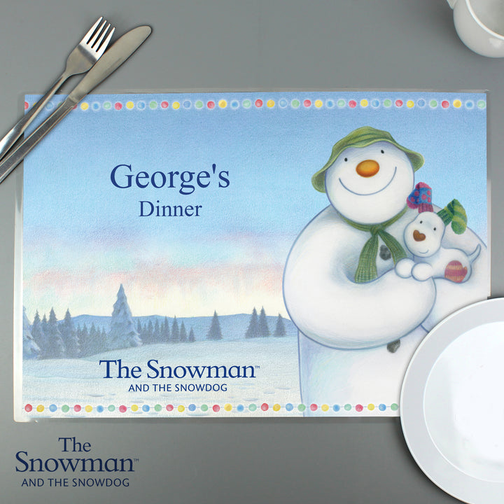 Buy Personalised The Snowman and the Snowdog Placemat at www.giftsfinder.co.uk