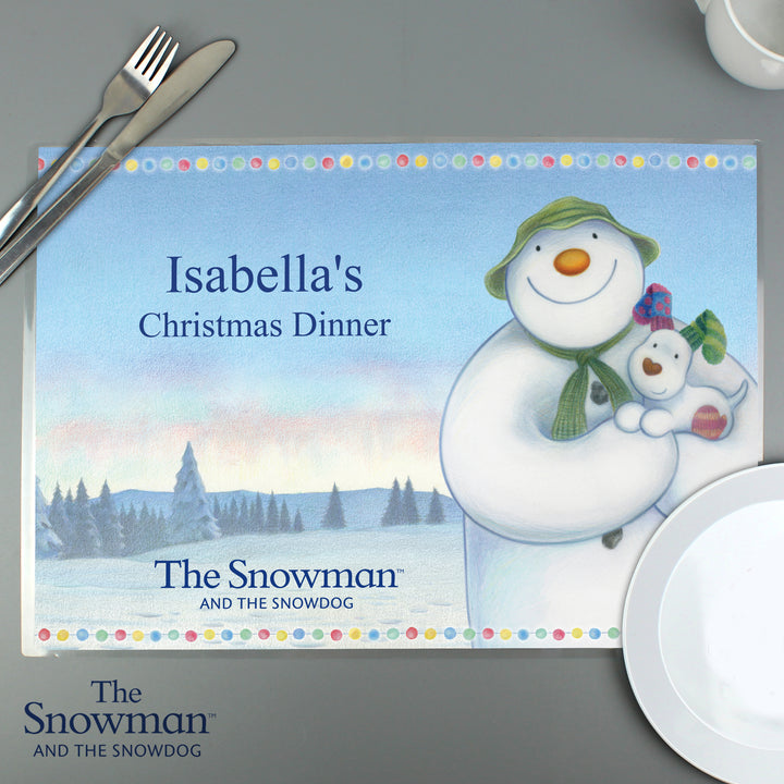 Buy Personalised The Snowman and the Snowdog Placemat at www.giftsfinder.co.uk