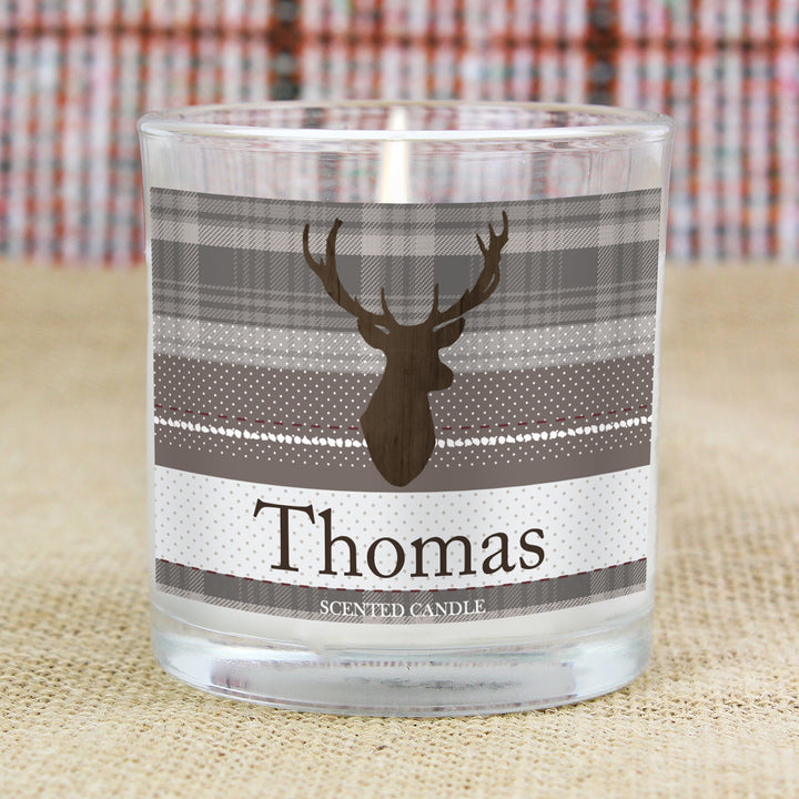 Buy Personalised Highland Stag Scented Jar Candle at www.giftsfinder.co.uk