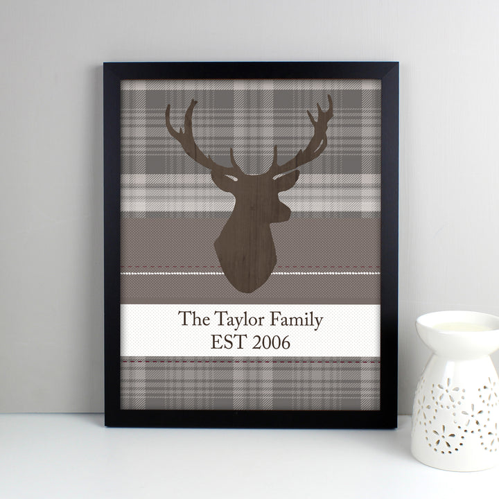 Buy Personalised Highland Stag Black Framed Print at www.giftsfinder.co.uk