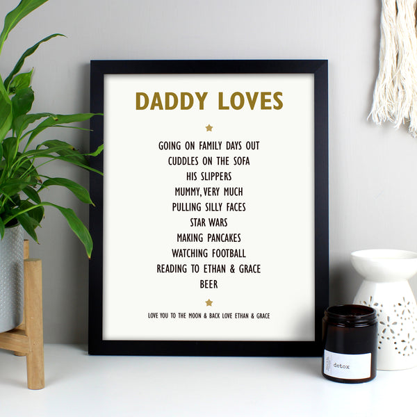 Buy Personalised List of Love Black Framed Print at www.giftsfinder.co.uk