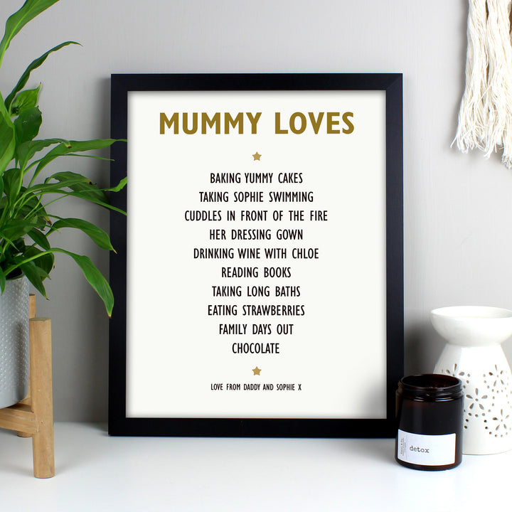 Buy Personalised List of Love Black Framed Print at www.giftsfinder.co.uk