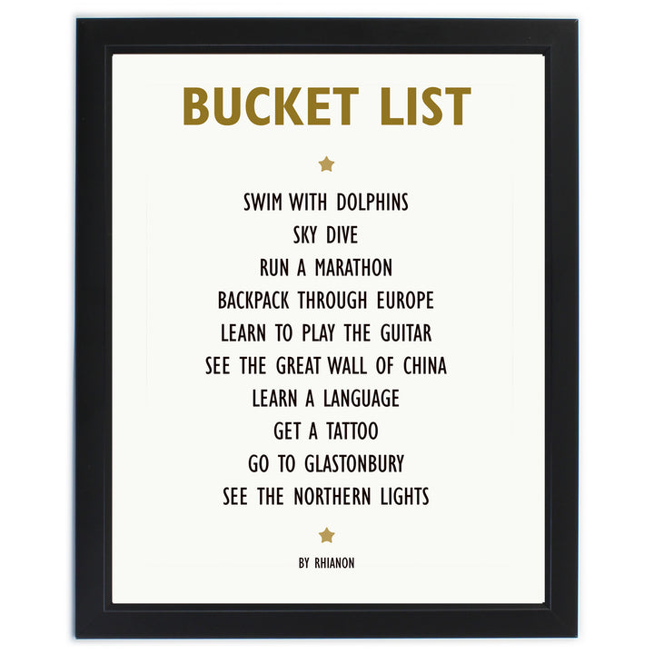 Buy Personalised List of Love Black Framed Print at www.giftsfinder.co.uk