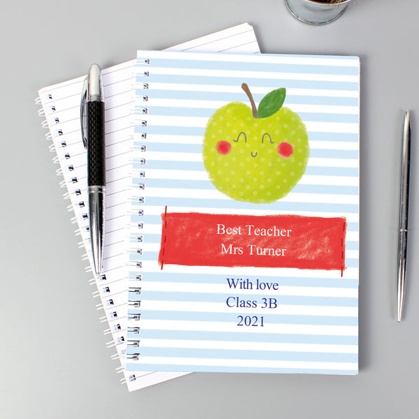 Buy Personalised Apple for the Teacher A5 Notebook at www.giftsfinder.co.uk