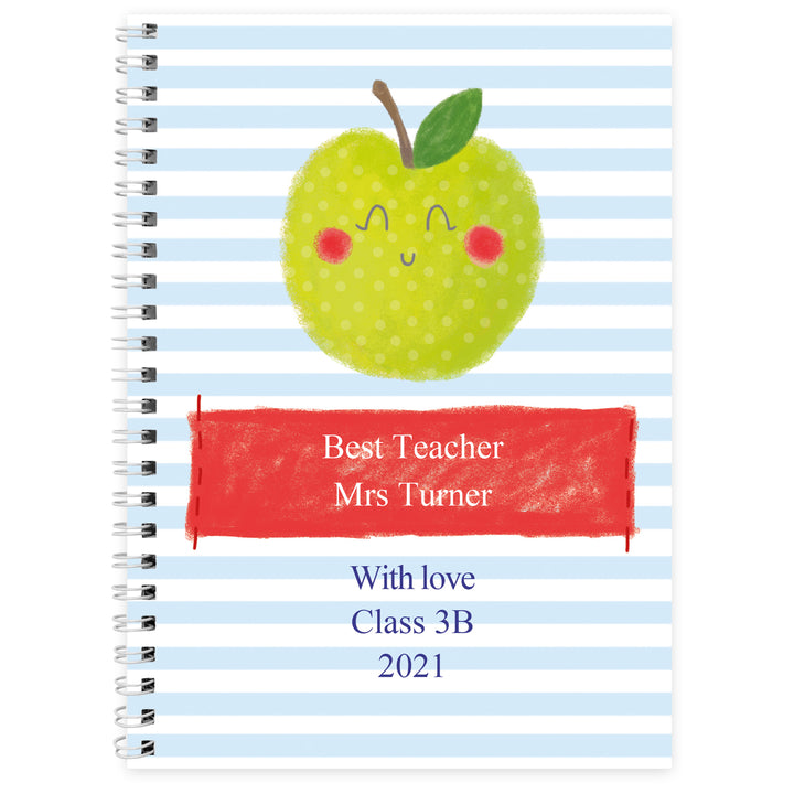 Buy Personalised Apple for the Teacher A5 Notebook at www.giftsfinder.co.uk