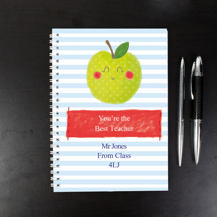 Buy Personalised Apple for the Teacher A5 Notebook at www.giftsfinder.co.uk