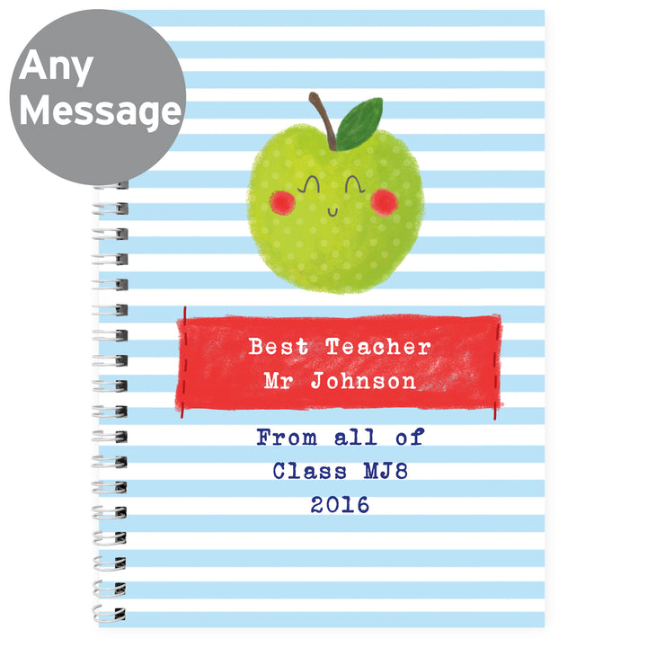 Buy Personalised Apple for the Teacher A5 Notebook at www.giftsfinder.co.uk