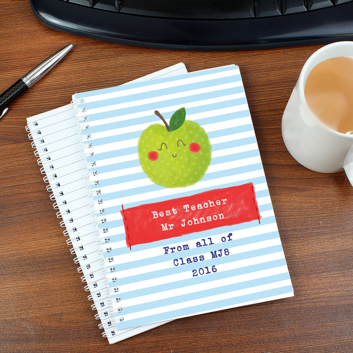 Buy Personalised Apple for the Teacher A5 Notebook at www.giftsfinder.co.uk