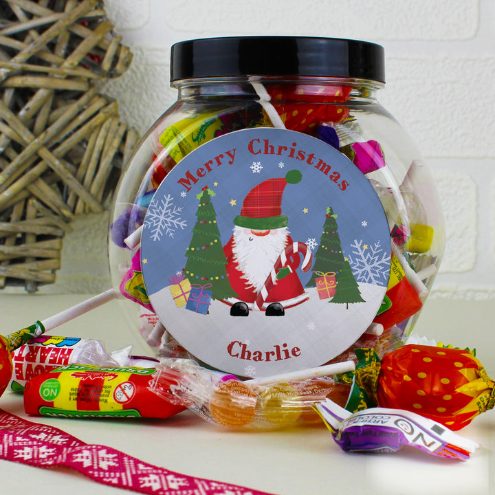 Buy Personalised Tartan Santa Sweet Jar at www.giftsfinder.co.uk