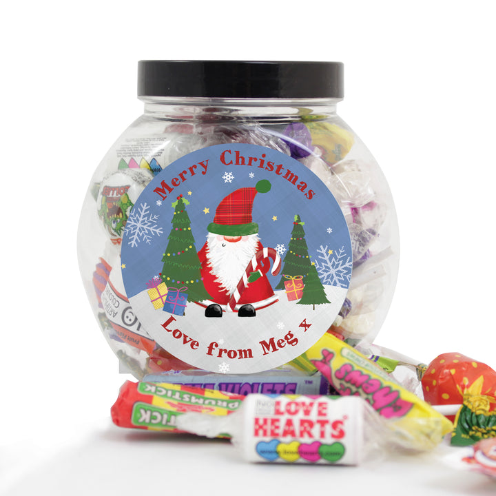 Buy Personalised Tartan Santa Sweet Jar at www.giftsfinder.co.uk