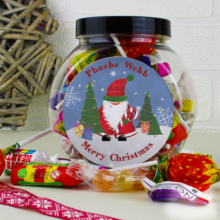 Buy Personalised Tartan Santa Sweet Jar at www.giftsfinder.co.uk