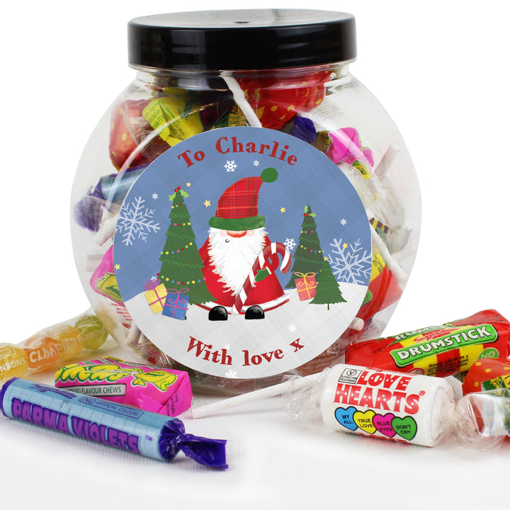 Buy Personalised Tartan Santa Sweet Jar at www.giftsfinder.co.uk