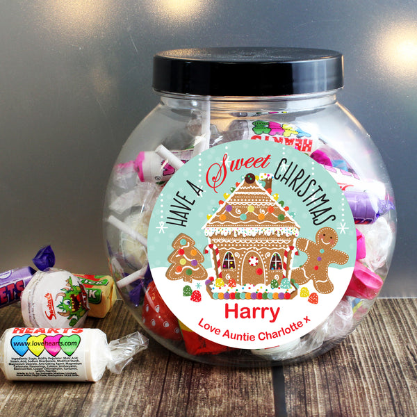 Buy Personalised Gingerbread House Sweet Jar at www.giftsfinder.co.uk