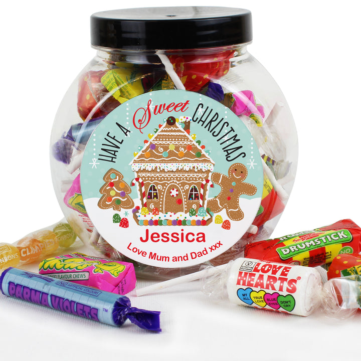 Buy Personalised Gingerbread House Sweet Jar at www.giftsfinder.co.uk