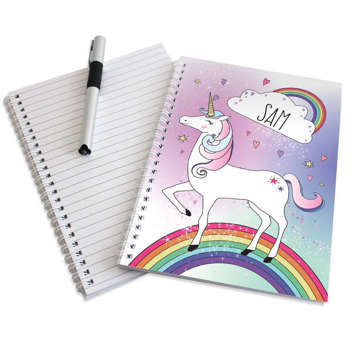 Buy Personalised Unicorn A5 Notebook at www.giftsfinder.co.uk