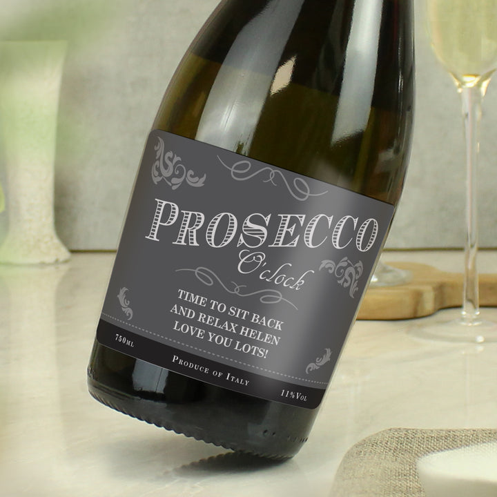 Personalised 'Prosecco O'Clock' Bottle Of Prosecco - part of the Gifts Finder Personalised Prosecco Gifts collection