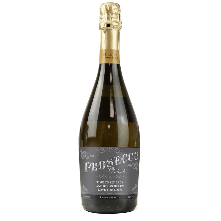 Personalised 'Prosecco O'Clock' Bottle Of Prosecco - part of the Gifts Finder Personalised Prosecco Gifts collection