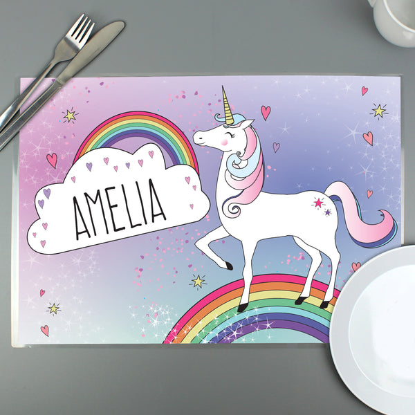 Buy Personalised Unicorn Placemat at www.giftsfinder.co.uk