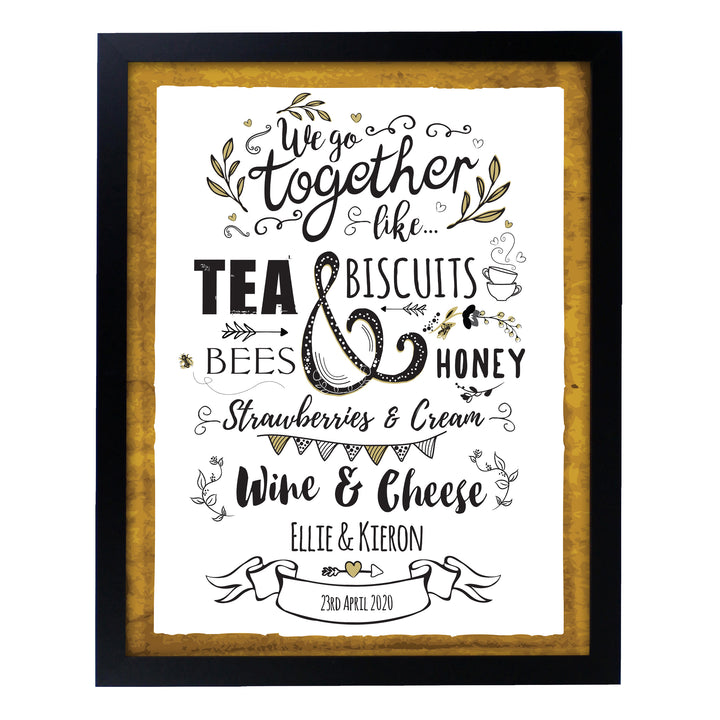 Buy Personalised We Go Together Like... Black Framed Print at www.giftsfinder.co.uk