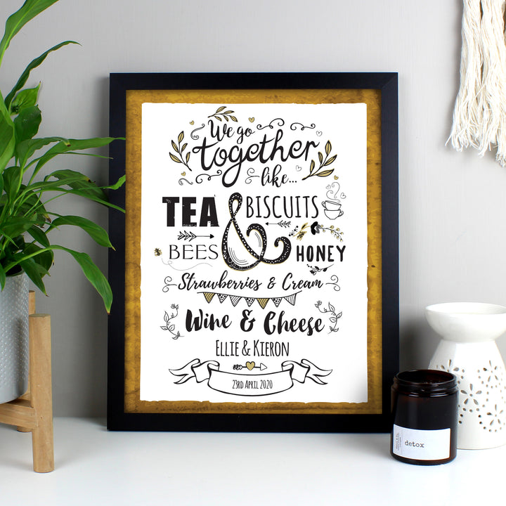 Buy Personalised We Go Together Like... Black Framed Print at www.giftsfinder.co.uk